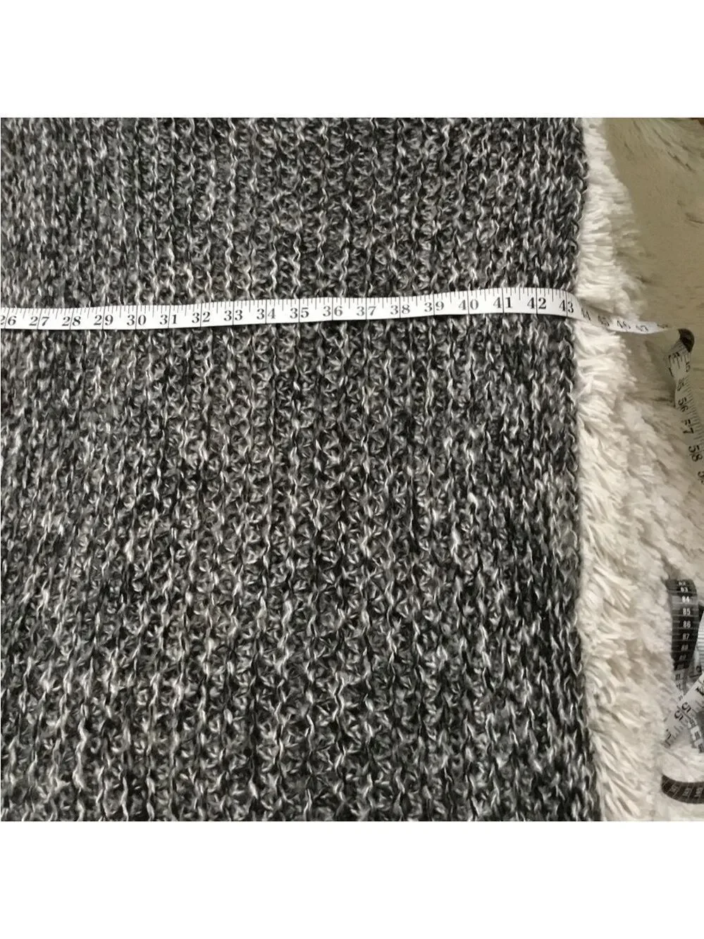 Apt 9 open knit ruana Woman’s OSFM gray black & white with fringe detail